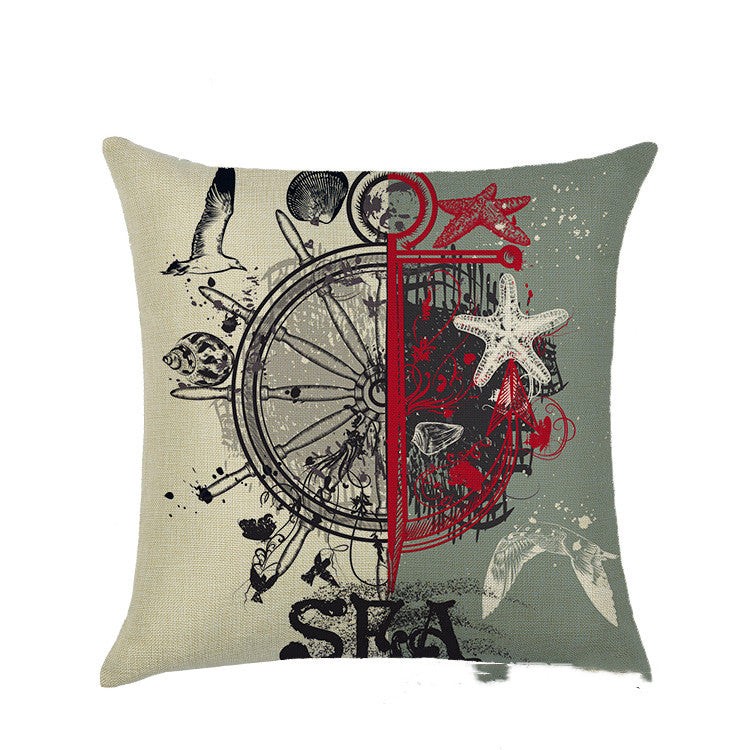 Sailing marine element linen pillowcase