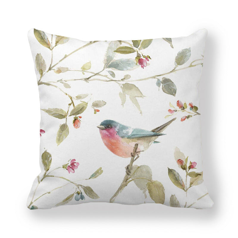 Butterfly Flower Pattern Encrypted Peach Skin Pillowcase