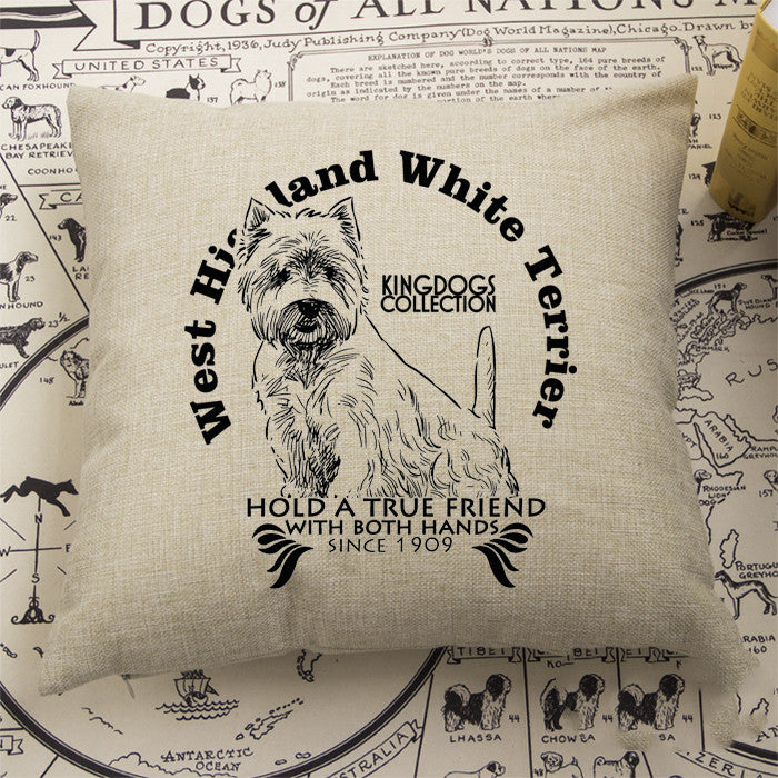 Cotton and linen material terrier pillow