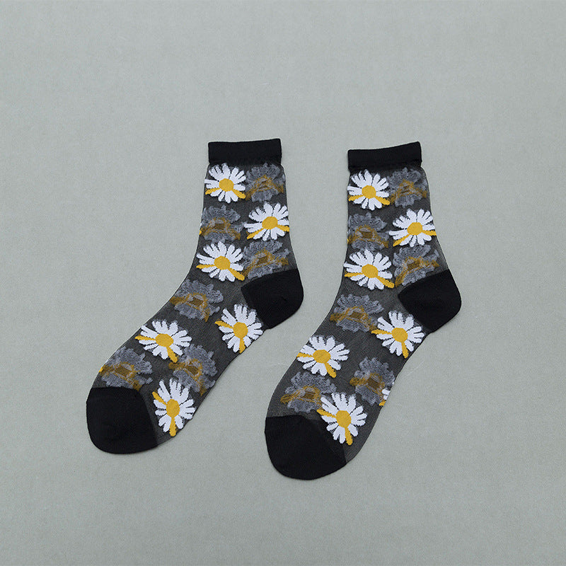 Little Daisy Glass Stockings Women's Middle Tube