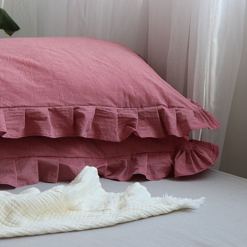 Pure Cotton Ruffled Pillowcase, A Pair Of Single Pillowcases