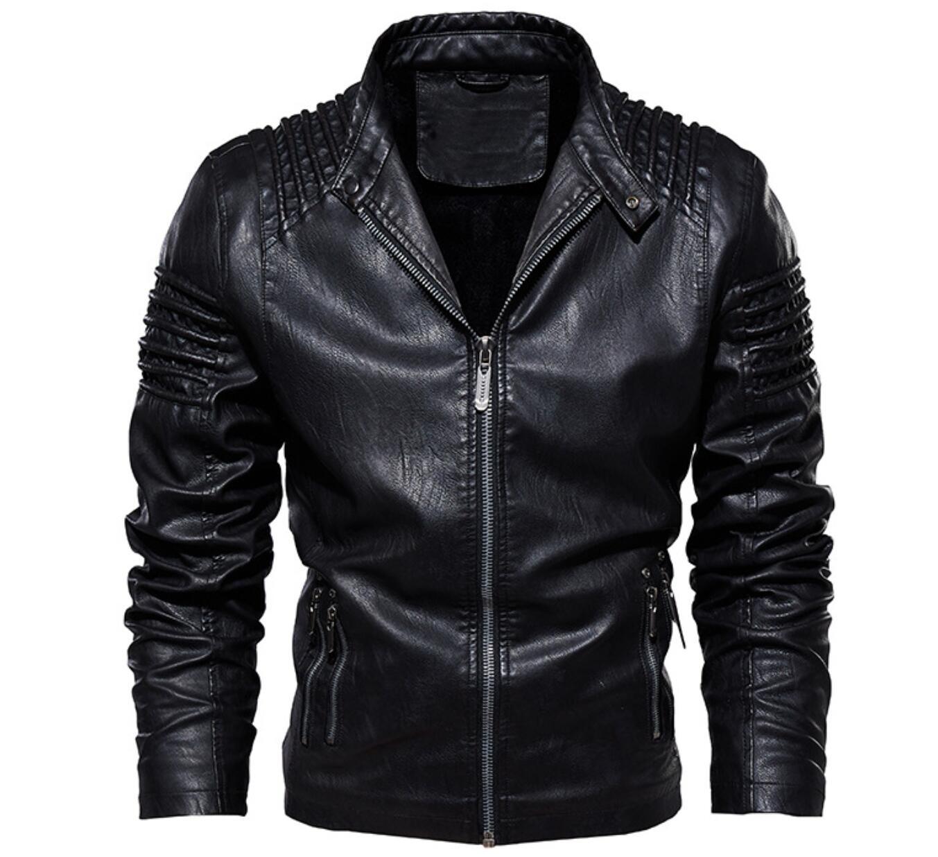 Solid Color Men's Large Size Leather Jacket