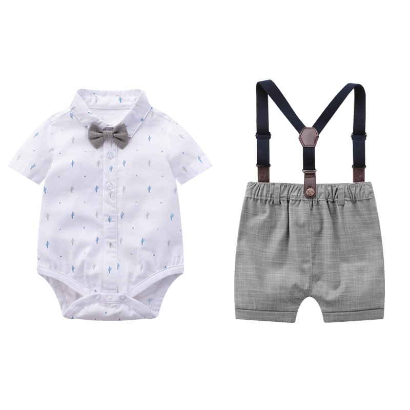 Baby clothes spring and summer baby romper short sleeve little gentleman dress