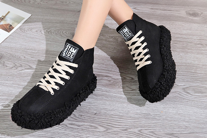 Leopard-print flat high-top shoes