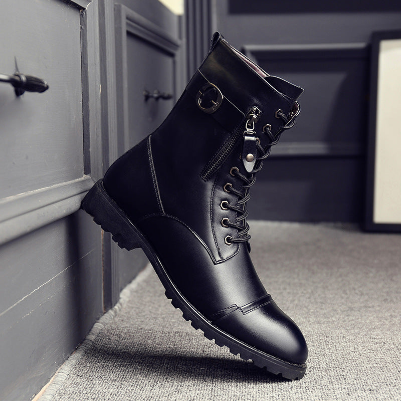 Youth Fashion Martin Boots British High Tube Cotton Leather Boots Men