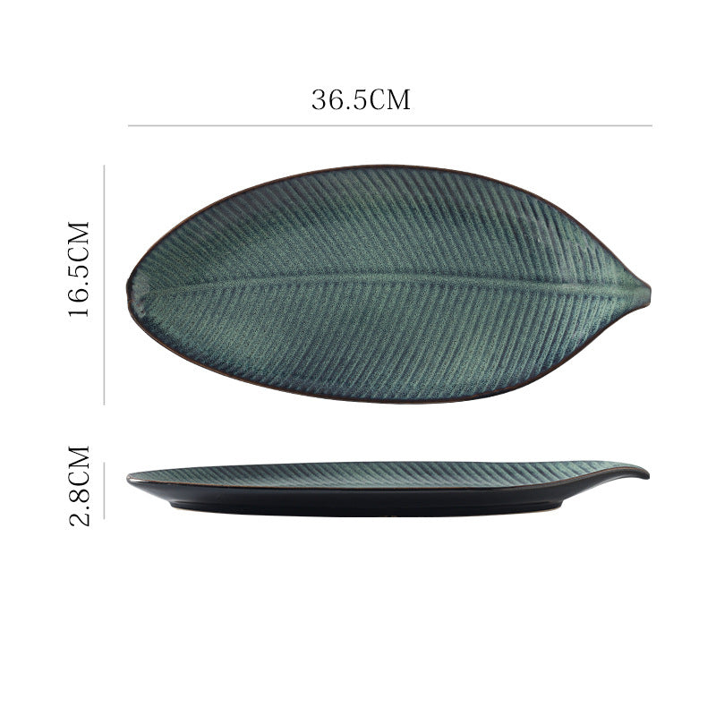 Japanese Fish Creative Leaf Dinner Household Kiln Changed Ceramic Dinner Plate