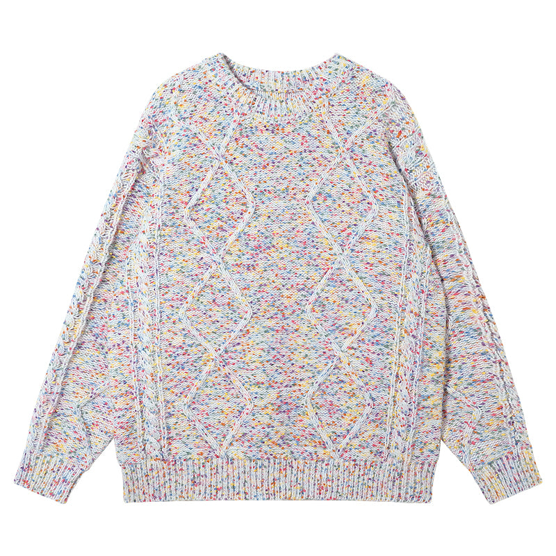 Men's Loose Pullover Color Dot Round Neck Sweater
