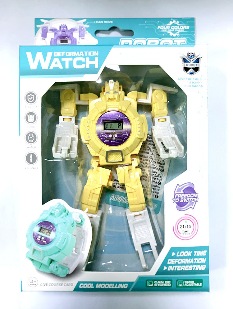 Electronic cartoon deformation robot watch