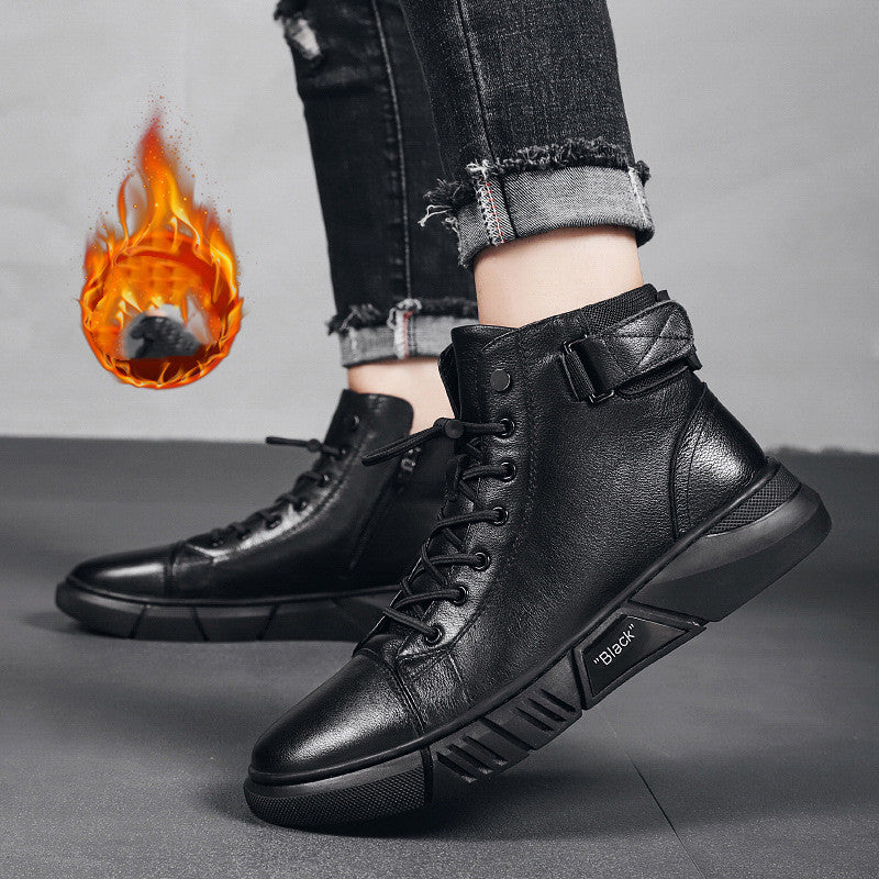 Men's New Leather Plush Martin Boots Casual