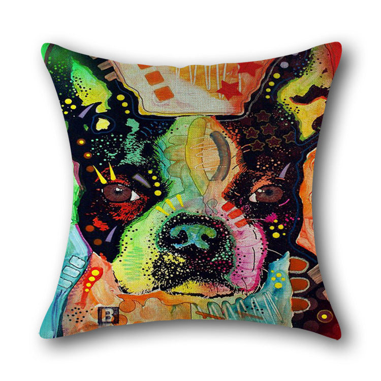 Printed cotton and linen pillowcase