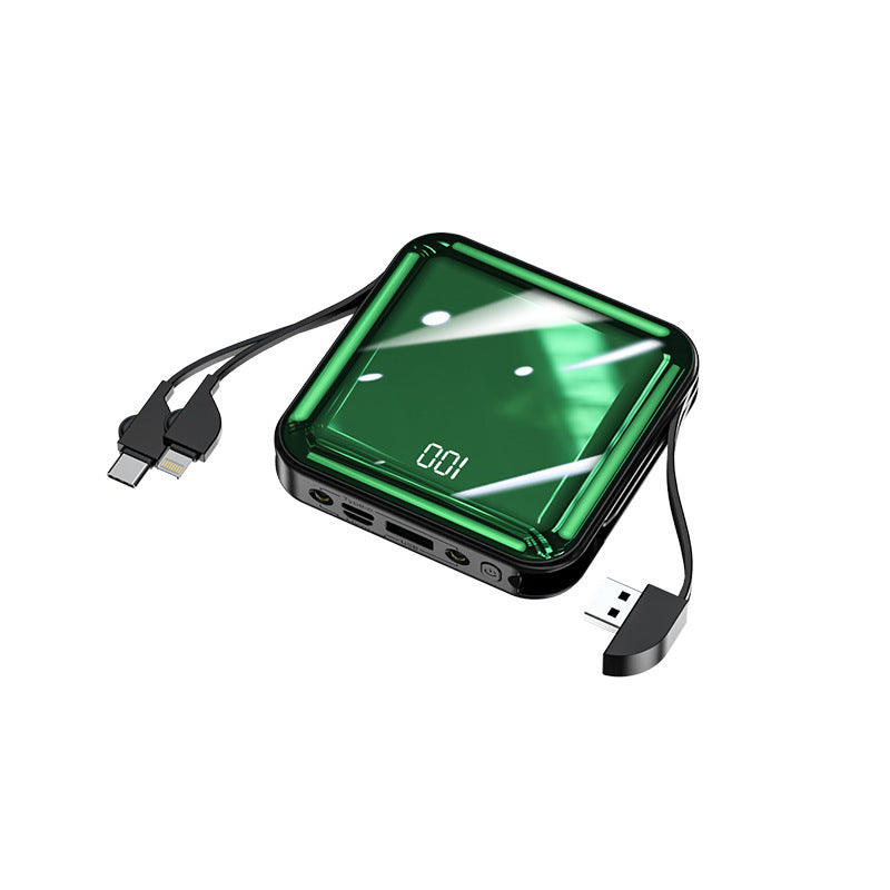Mini Electroplating Mirror Power Bank With Cable