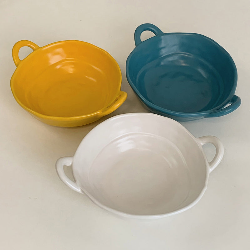 Nordic Ceramic Deformed Binaural Bowl Creative Home Irregularity