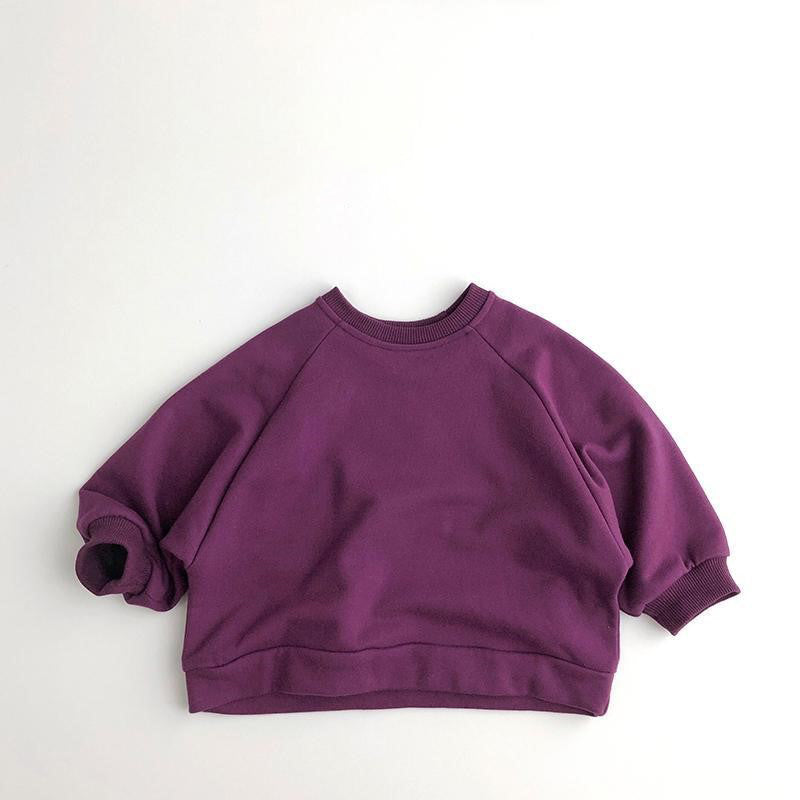 Children's Solid Color Loose Round Neck Sweater
