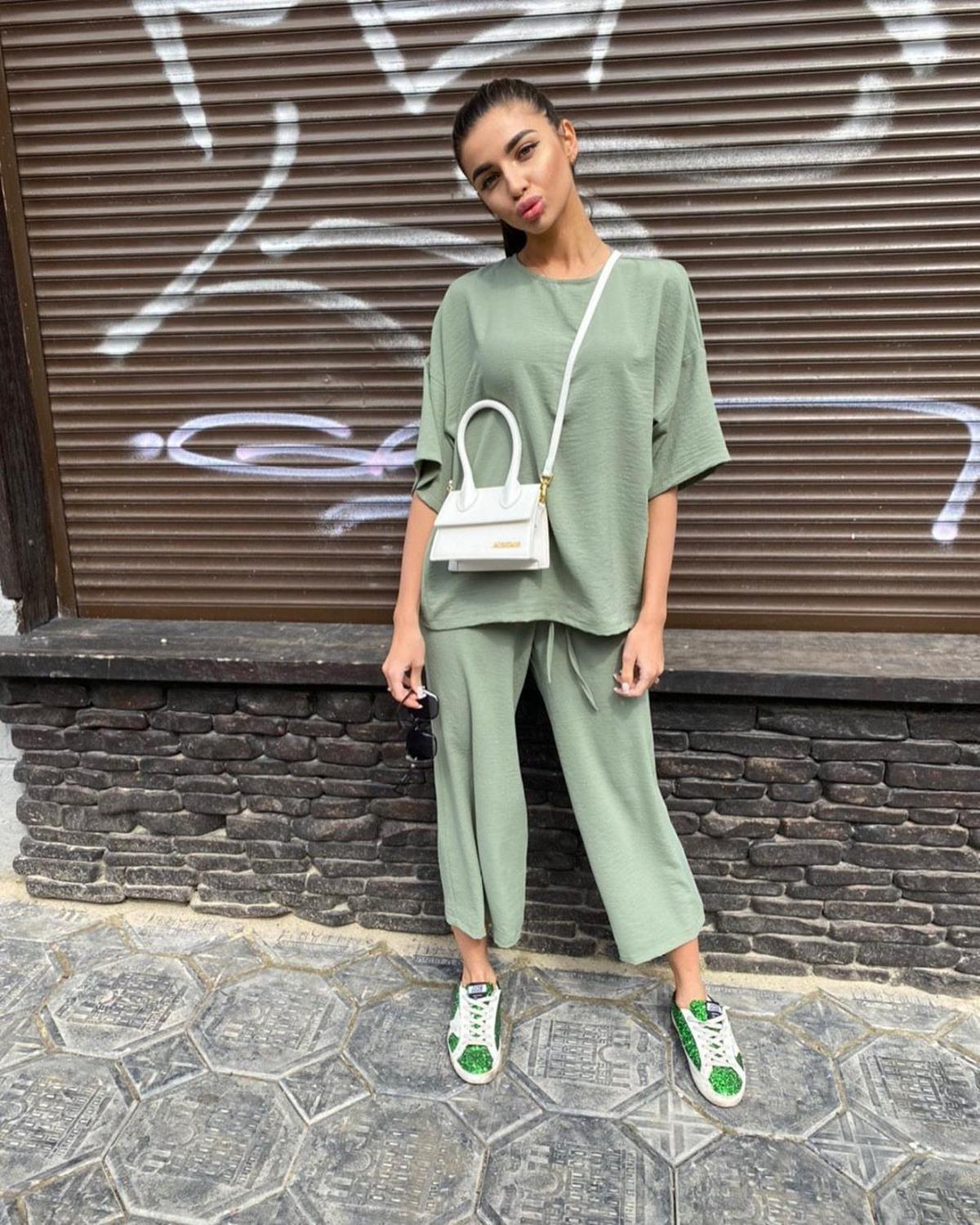 Sexy Fashion Khaki Women's Set Summer Casual Two Piece Set Short Sleeve Tops Shirt And Loose Beach Pants Set Bottom Suit Outfits