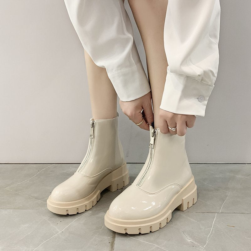 Platform front zipper Martin boots