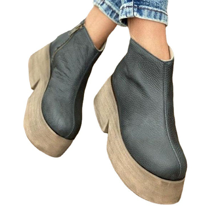 Low Round Toe Platform Women Martin Boots
