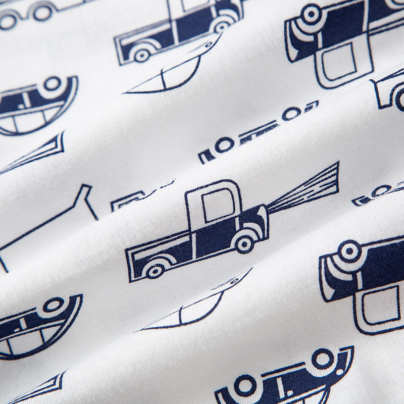 Children's Clothing Baby Car Full Print Children's Short Sleeve