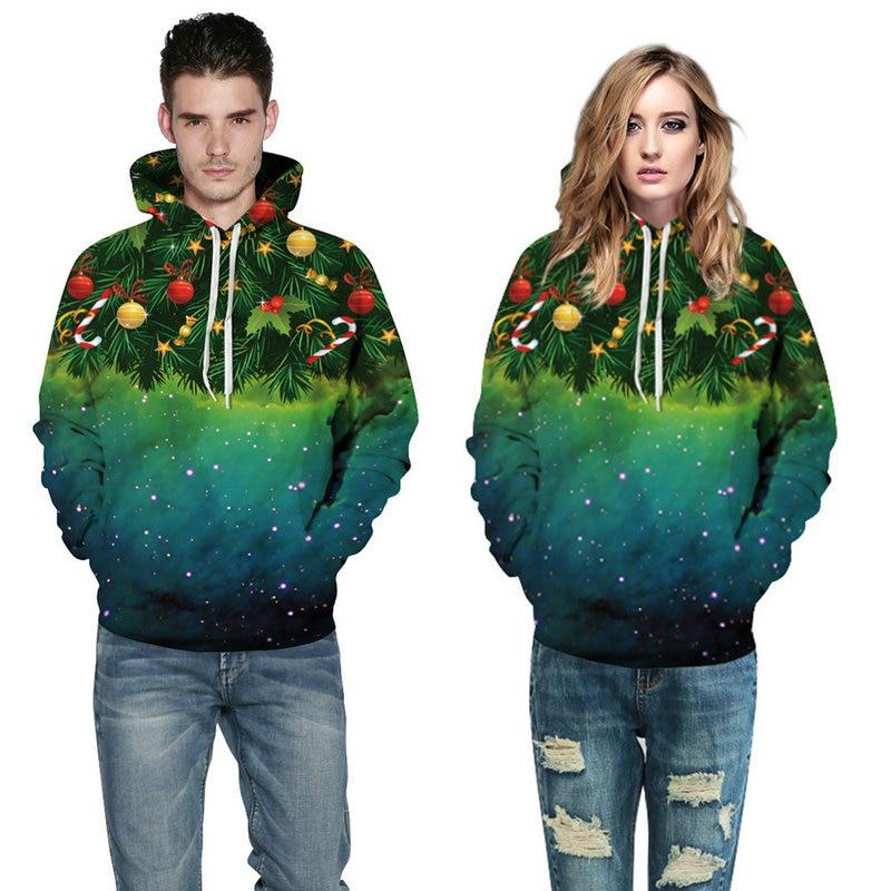 Men Women 3d Sweatshirts Green Christmas Tree Cosplay Hoodies