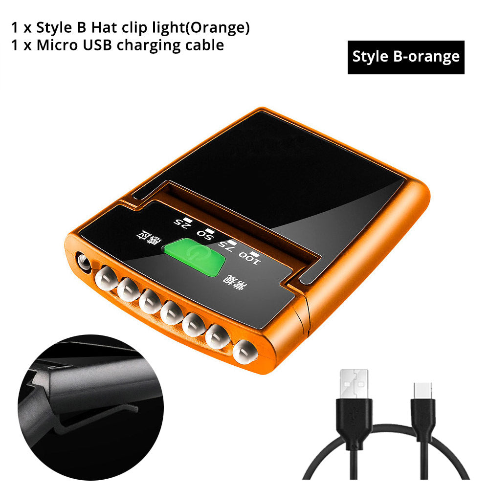 Fish head lamp night fishing USB charging glare clip cap lamp