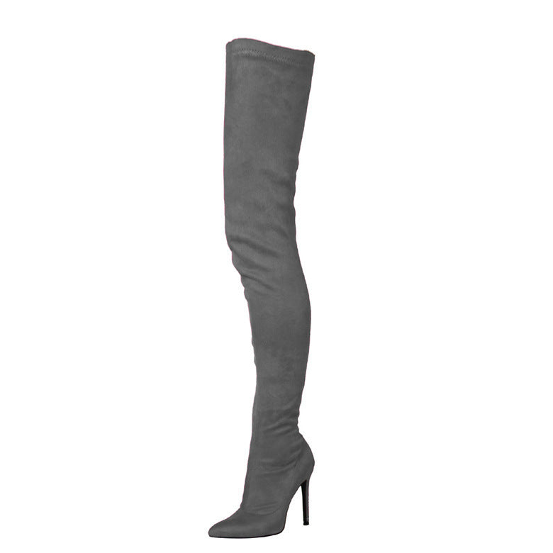 Stretch Suede Pointed Toe Over-the-knee Boots For Women