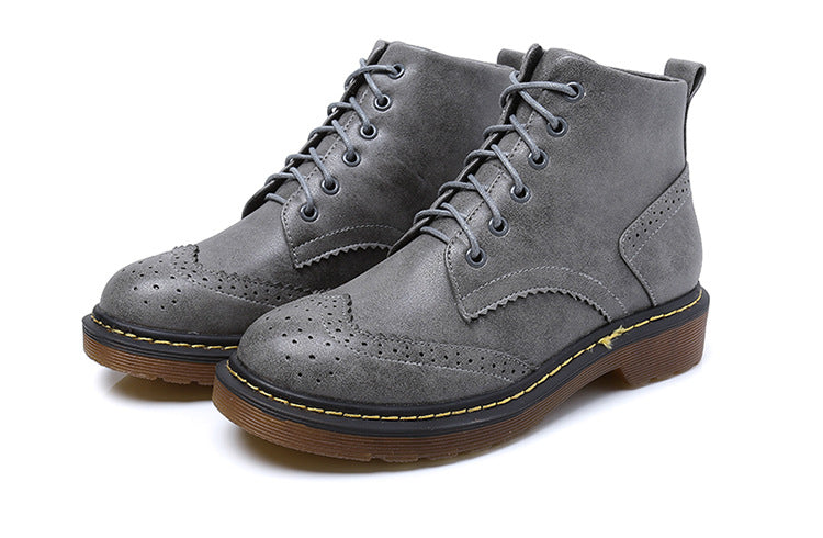 Women's solid British lace up Martin boots