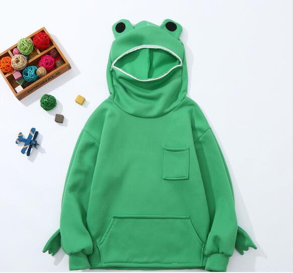 Explosion Style Children's Solid Color Hooded Frog Sweater