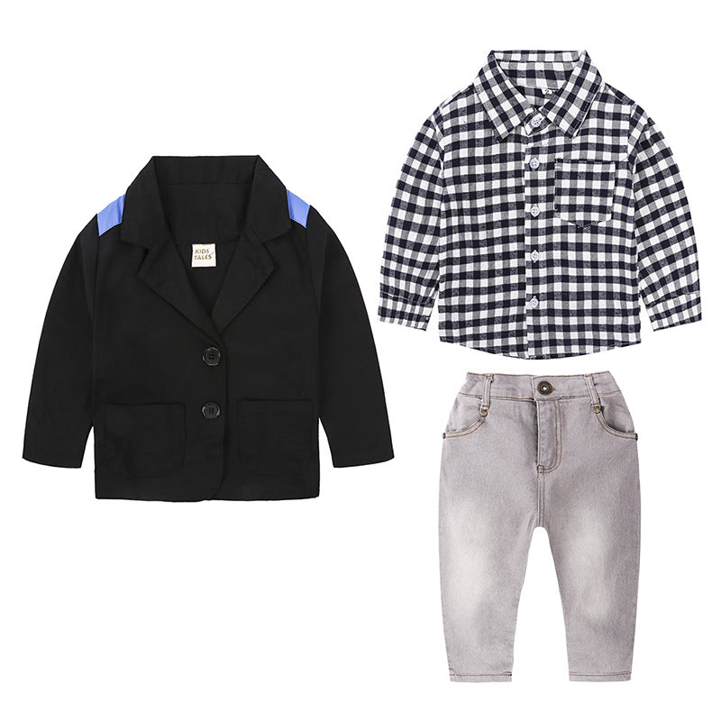 Boy's shirt and trousers belt 3-piece suit