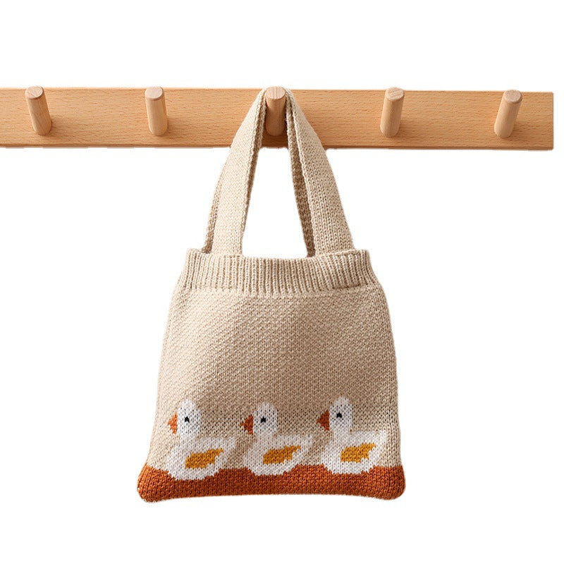 Children's Knitted Shoulder Bag Cartoon Bag