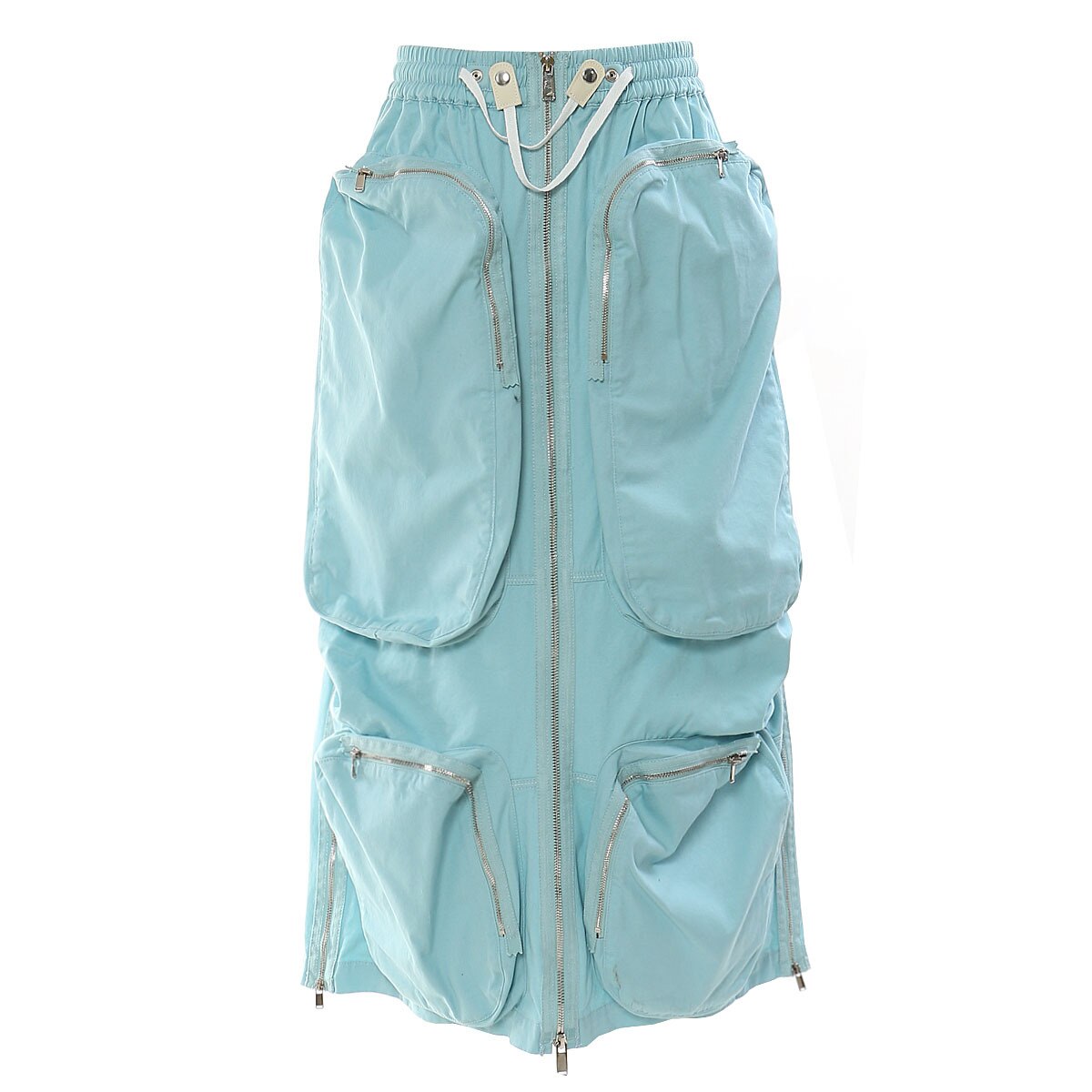 GetSpring Women Skirt Spring Autumn Multi Pocket Zipper Long Skirt Elasitc Waist Wrap Hip Strapless Two Ways Wearing Skirt