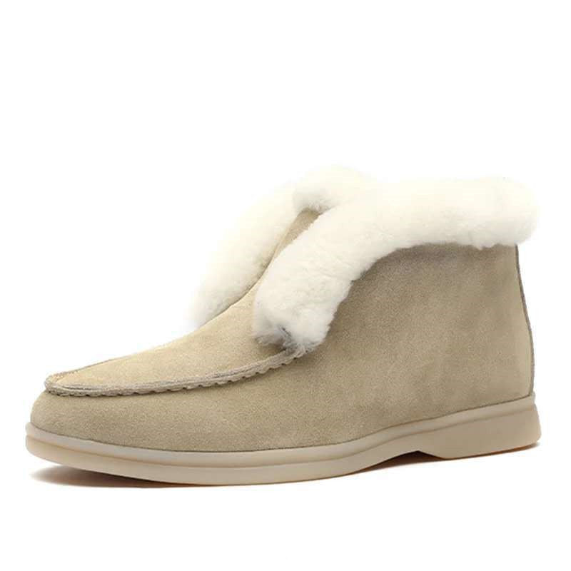 Round toe solid color flat-heeled sleeve cotton shoes
