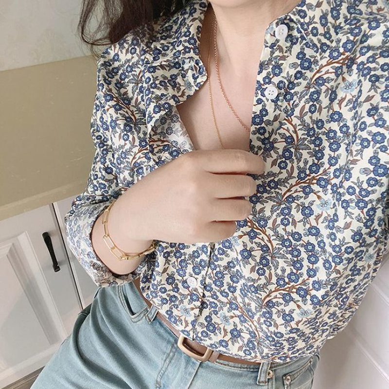 Niche Art Shirt Retro Blue Arabesque