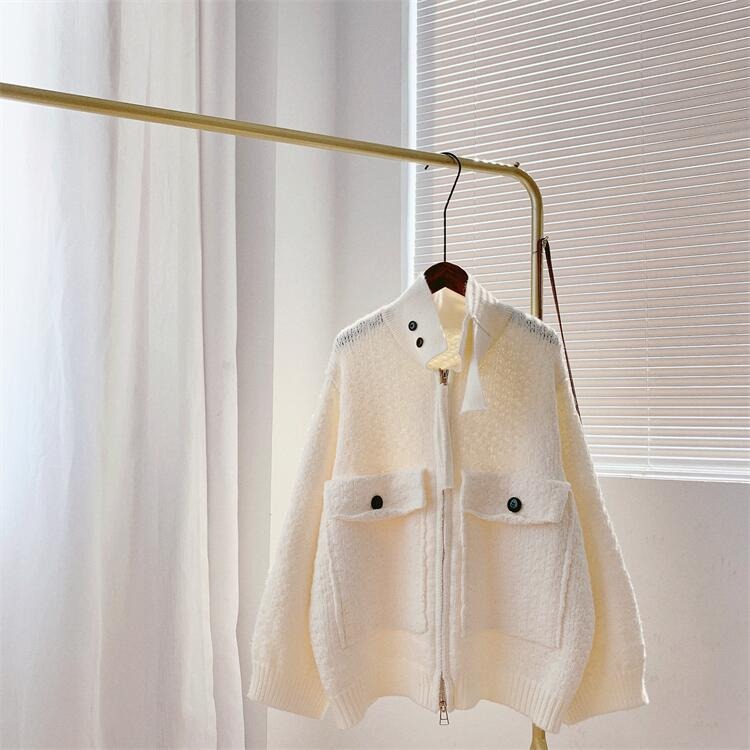 Retro Lazy Style Thickened Sweater Women's Coat New Loose Zipper Knitted Cardigan