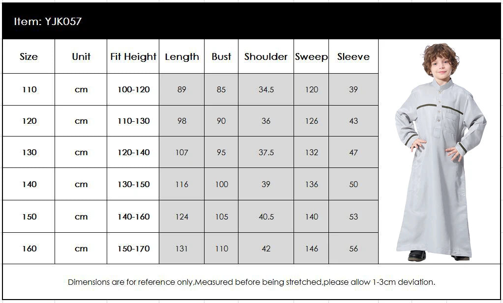 Muslim Arab Jubba Boys Robe Kids Abayas Kaftan Islamic Clothing Long Sleeve Thobe Middle East Teenage Clothing Ramadan Dress Eid