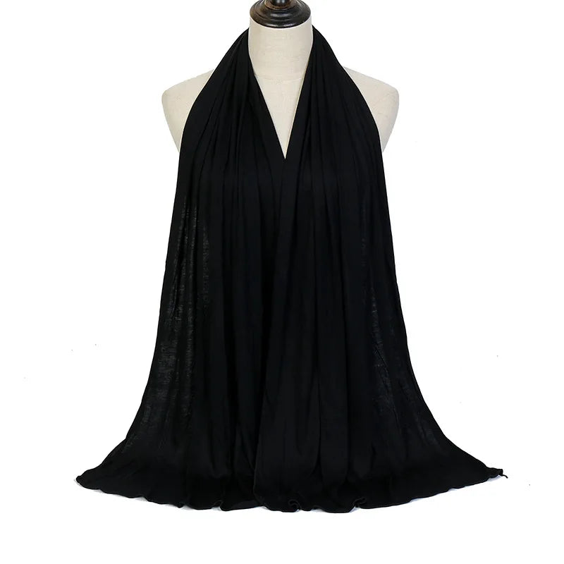 170x60cm Fashion Jersey Hijab Scarf Long Muslim Shawl Plain Soft Turban Tie Head Wraps For Women Africa Headband
