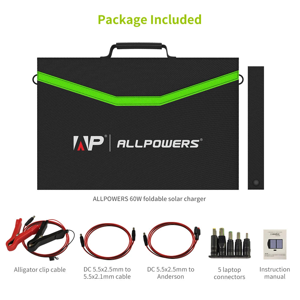 ALLPOWERS 400W / 200W / 140W / 100W / 60W Solar Charger,Portable Waterproof Foldable Solar Panel for Camping RV Garden Roof