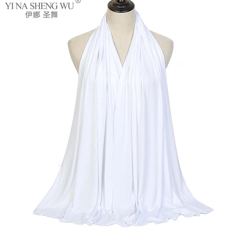 170x60cm Fashion Jersey Hijab Scarf Long Muslim Shawl Plain Soft Turban Tie Head Wraps For Women Africa Headband