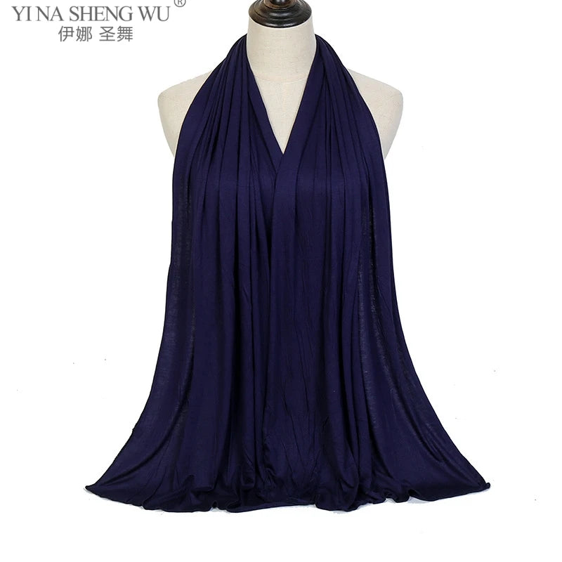170x60cm Fashion Jersey Hijab Scarf Long Muslim Shawl Plain Soft Turban Tie Head Wraps For Women Africa Headband