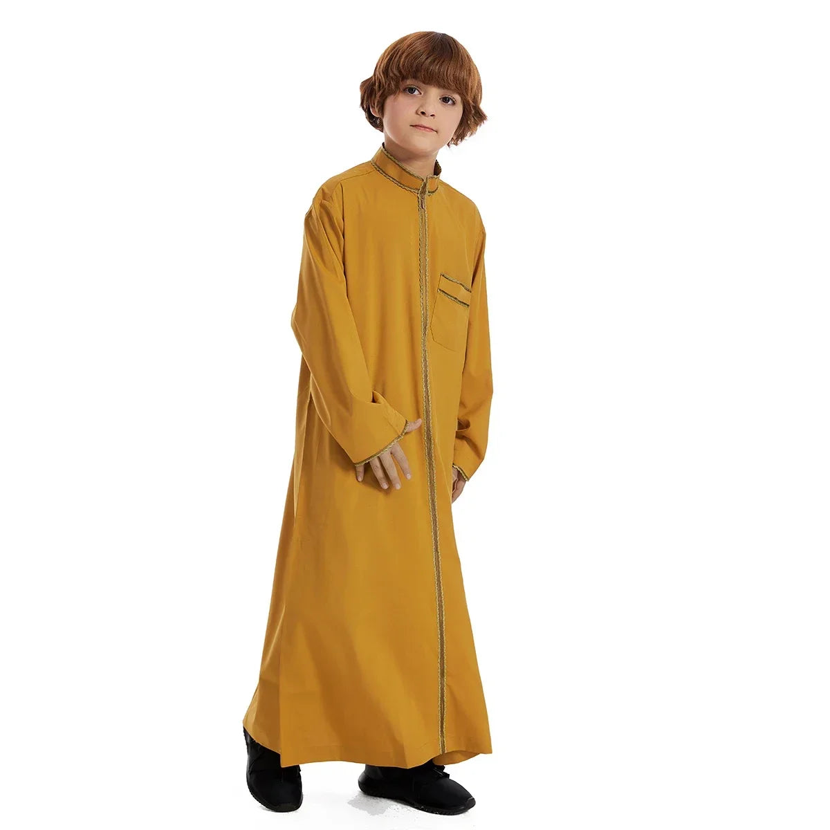 Turkish Muslim Kids Abaya Jubba Thobe Kimono Boy Thobe Thawb Caftan for Children Islam Eid Clothing Long Robe Dress Dubai Saudi