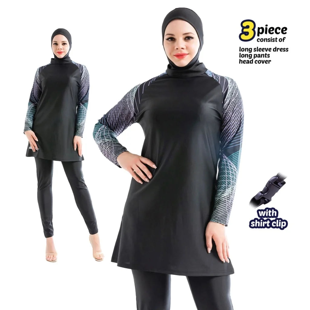 Muslim wimwear Women Hijab Swimsuit Modest Swimming Suit Islamic Cover Ups Burkini Hijabs For Woman Long Sleeve Bathing Swim