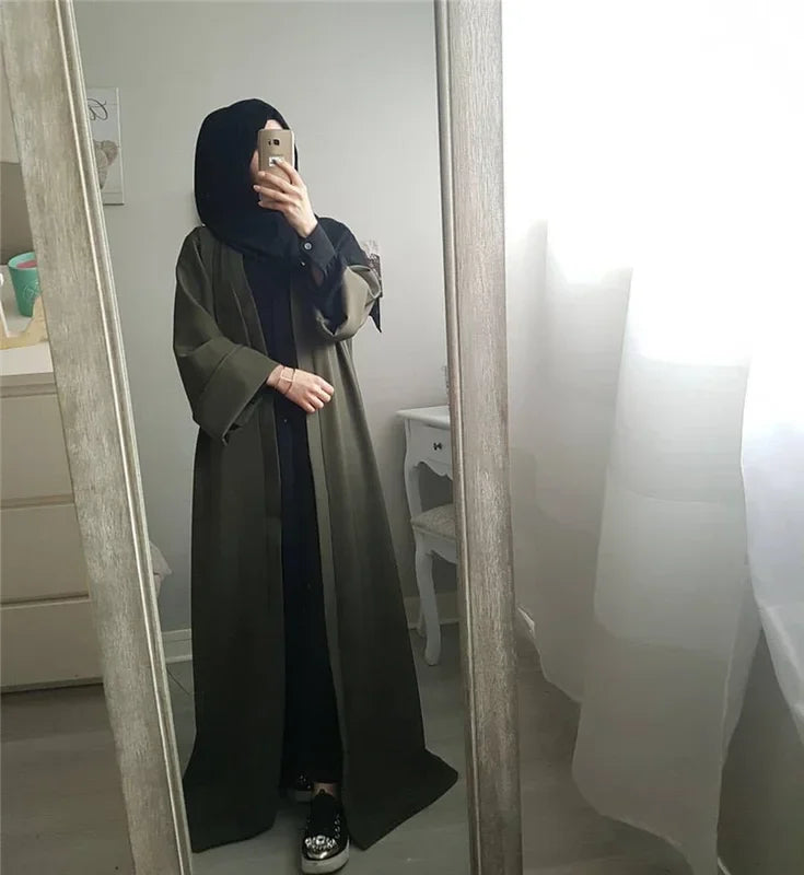 A Islamic clothing for women abaya Muslim fashion kaftan dress long sleeve cardigan solid Arab Dubai Turkish Islam dresses