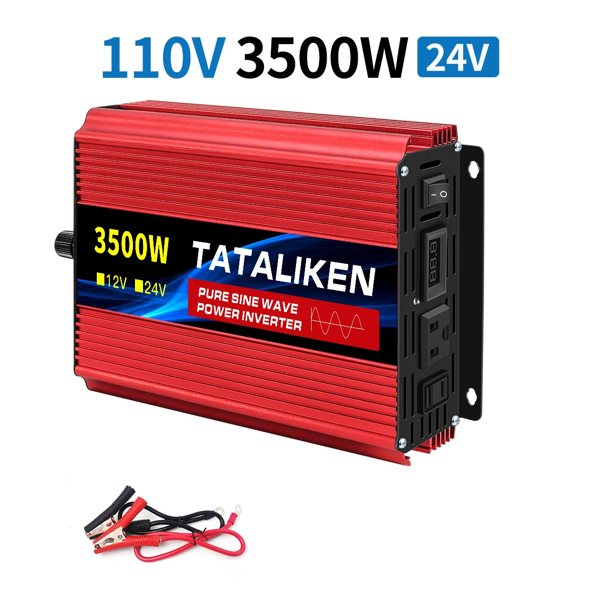 1600w-4500W 12V/24V to AC 110V 60Hz Pure Sine Wave Inverter Car Power Tranfermer Voltage Portable Converter with LED Display