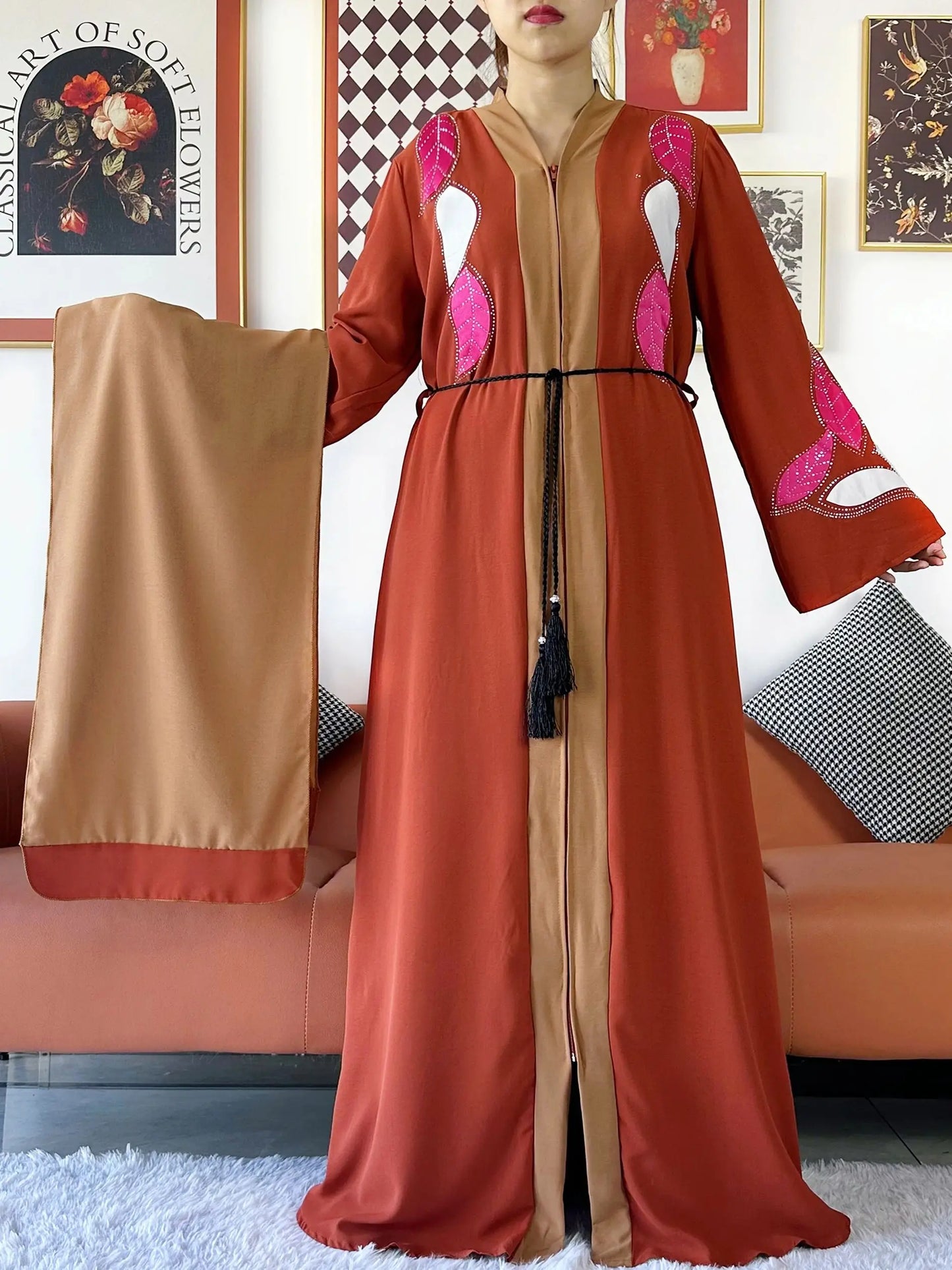High Grade Fabric Women Party Dress Chiffon Open Abaya Muslim Women Dress Islamic Clothing Cardigan Abaya Women Muslim Dress
