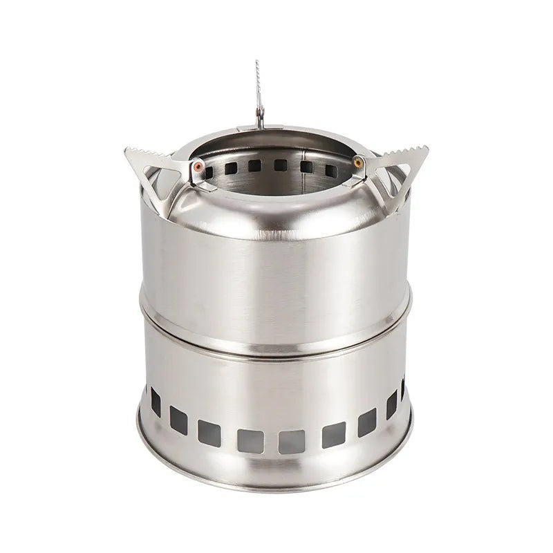 Outdoor Firewood Stove Portable Folding Wood Stove Stainless Steel Wood-burning Stove Camping Picnic BBQ Windproof Furnace