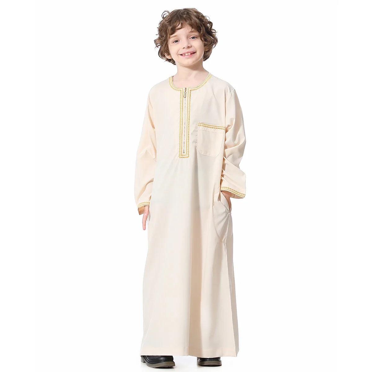 Muslim Arab Jubba Boys Robe Kids Abayas Kaftan Islamic Clothing Long Sleeve Thobe Middle East Teenage Clothing Ramadan Dress Eid