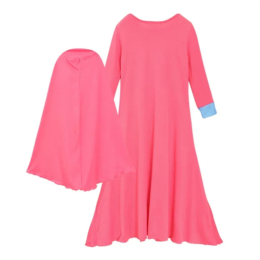 Muslim Islamic Baby Girls Ramadan Abaya With Hijab Full Length Robe Burka Maxi Little Kids Kaftan Girls Prayer Dresses Gowns