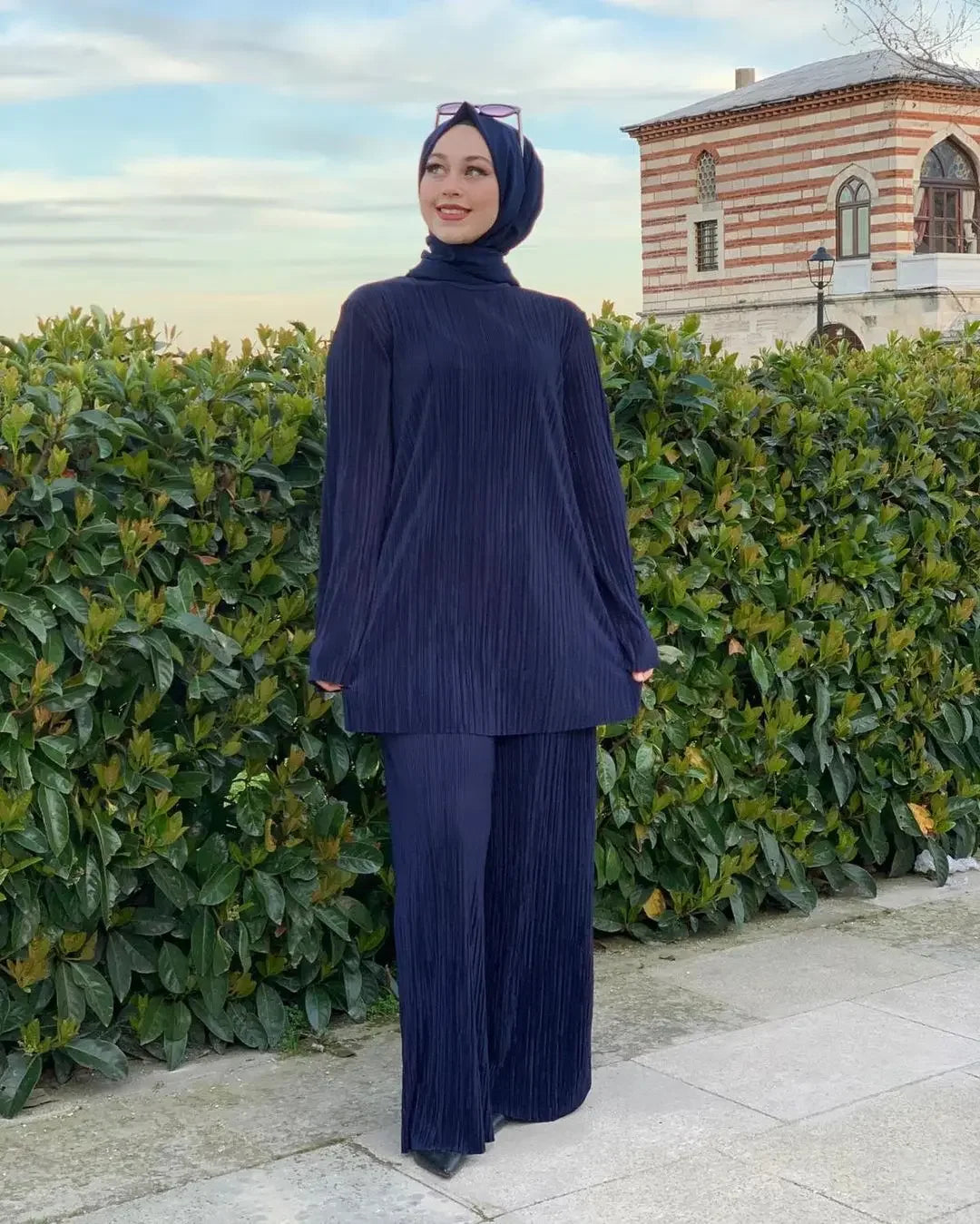 Muslim Sets Women Ramadan Abaya Turkey Dubai Hijab Two Piece Suits Prayer Dress Wide Leg Pants Jilbab Khimar Islamic Clothing