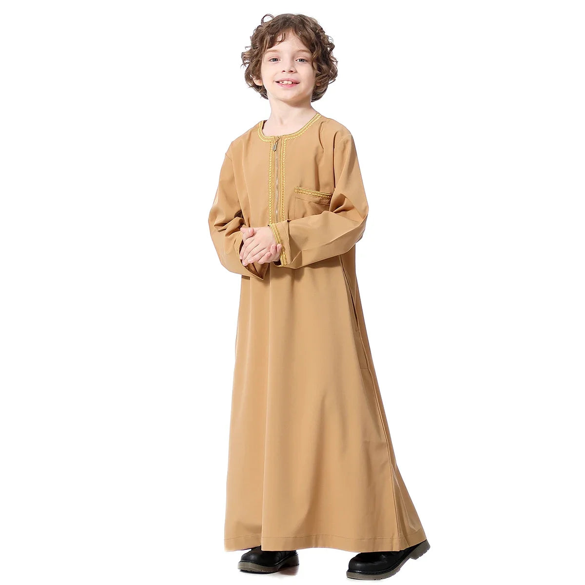 Muslim Arab Jubba Boys Robe Kids Abayas Kaftan Islamic Clothing Long Sleeve Thobe Middle East Teenage Clothing Ramadan Dress Eid