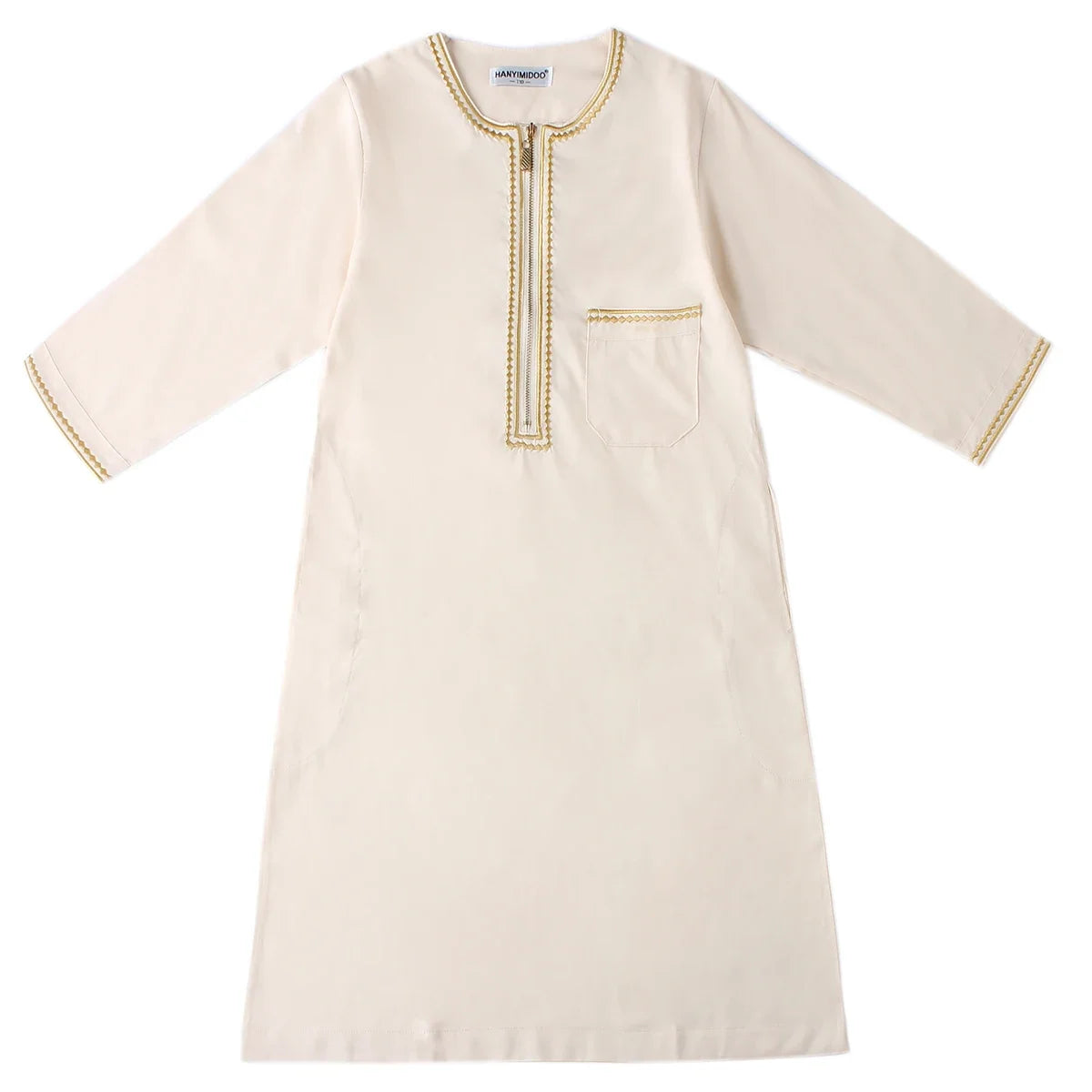 Muslim Boys Robe Embroidered Long Sleeve Dress Gown Saudi Arabia Abaya Kaftan Jubba Thobe Islamic Clothes Eid Djellaba Ramadan