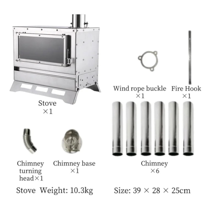 Camping Tent Wood Stove 304 Stainless Steel Grill Stand Firewood Stove Foldable Portable Fire Wood Heater Cool Camping Supplies