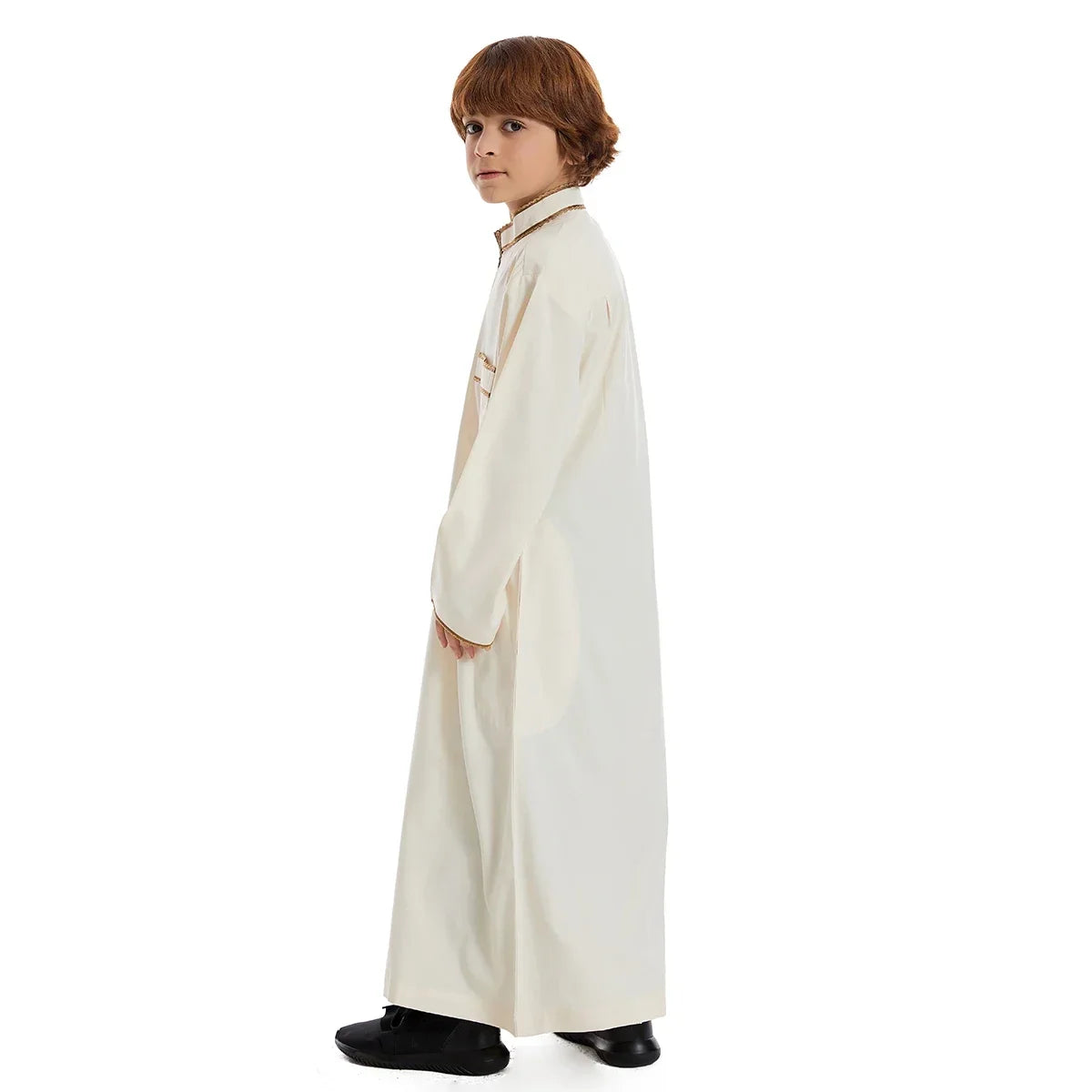 Turkish Muslim Kids Abaya Jubba Thobe Kimono Boy Thobe Thawb Caftan for Children Islam Eid Clothing Long Robe Dress Dubai Saudi